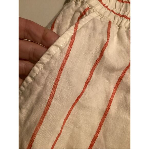 C&C California 100% Linen Red White striped Pants Sz XL Elastic Waist - Picture 2 of 7